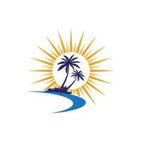 Palm tree summer logo template vector