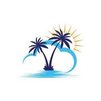 Palm tree summer logo template vector