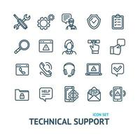 Technical Support Signs Black Thin Line Icon Set. Vector
