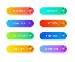 Realistic Detailed 3d Color Button Template Set. Vector