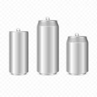 Realistic Detailed 3d Steel Can Set. Vector