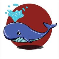 a cute blue whale art illustration design vector