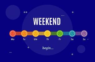 Weekend Horizontal Time Line Layout Concept. Vector