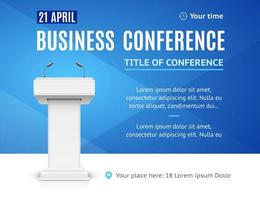 Realistic Detailed 3d Business Conference Template Invitation. Vector