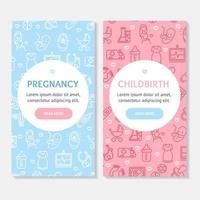 Pregnance Banner Poster Card Ad Vecrtical Set. Vector