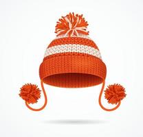 Realistic 3d Detailed Red Knitted Hat. Vector