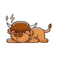 Cute Highland cow cartoon clipart with funny pose vector illustration