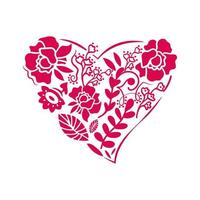 Floral Heart Valentine Day isolated on white background. vector