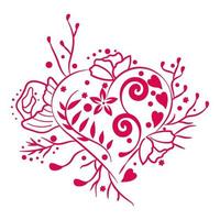 Floral Heart Valentine Day isolated on white background. vector