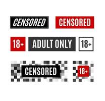 Pixel Censored Sign Different Types Set. Vector