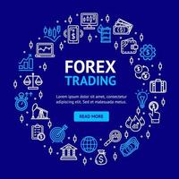 Forex Trading Signs Round Design Template Thin Line Icon Concept. Vector