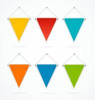 Realistic 3d Detailed Empty Template Color Pennants Sport Set. Vector