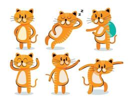 ilustración de vector de colección de dibujos animados lindo gato