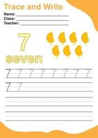 Trace and write number for children. Exercise for children to recognize the number. Educational worksheet for preschool. Valentine theme. Vector file.