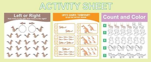 Educational printable worksheet. Activity sheet for children with animal theme. Vector file