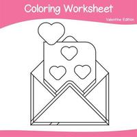 Educational printable coloring worksheet. Valentine theme. Vector outline for coloring page.