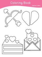 Educational printable coloring worksheet. Valentine theme. Vector outline for coloring page.