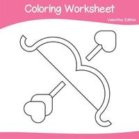 Educational printable coloring worksheet. Valentine theme. Vector outline for coloring page.