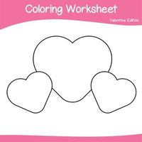 Educational printable coloring worksheet. Valentine theme. Vector outline for coloring page.