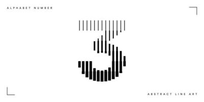 Number three abstract line art vector