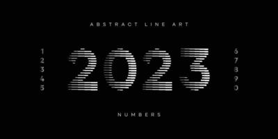 vector de conjunto de números de arte de línea abstracta