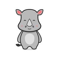 Cute rhino mascot cartoon icon illustration vector