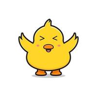 Cute chick mascot character doodle cartoon icon illustration flat cartoon style design vector
