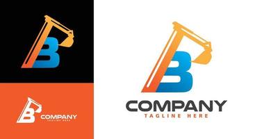 logotipo de la excavadora letra b vector