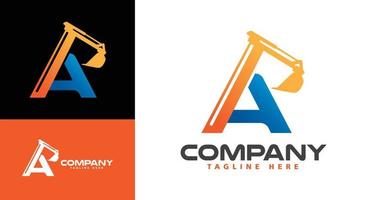 Letter A Excavator Logo vector