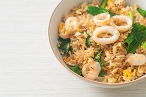 Fried rice with squid or octopus photo