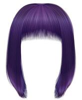 trendy hairs purple colors . kare fringe . beauty fashion vector
