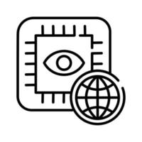 Processor internet technology outline icon vector