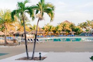 Beautiful luxury landscape around pool in hotel resort photo