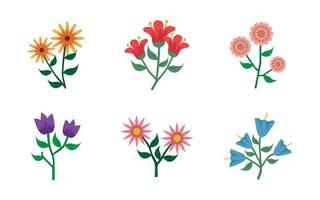 hermosos elementos florales de primavera vector