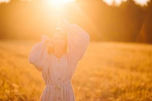 Portrait of beautiful woman in summer day photo