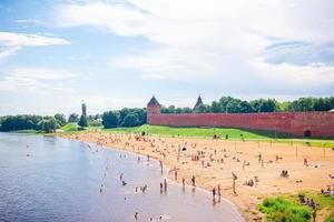 Veliky Novgorod, Russia. Novgorod Kremlin at Volkhov River photo