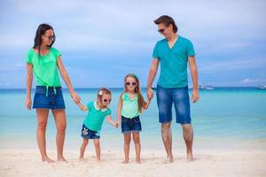 Portrait of a beautiful Caucasian family on tropical vacation in Philippines photo