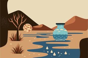 un desierto que exhibe escasez de recursos hídricos vector