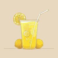 bebida de limonada en vaso de vidrio vector