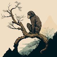 primate mono animal salvaje vector