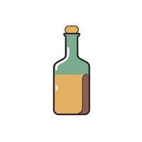 glass bottle with cork and alcoholic drink inside vector