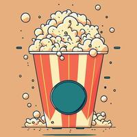 cinema style popcorn jar filled with popcorn vector