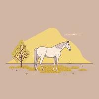 hermoso caballo adulto de pie libre en un campo vector