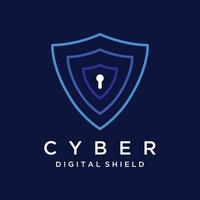 Creative technology digital cyber security logo template design with modern shield and key protection concept. Logo for business, digital and technology. vector