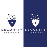 Creative technology digital cyber security logo template design with modern shield and key protection concept. Logo for business, digital and technology. vector