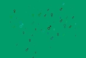 Light blue, green vector pattern with gender elements.