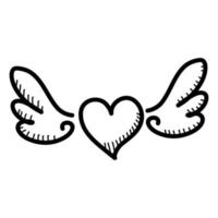 Heart with wings icon with hand draw style vector