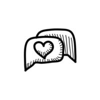 icono de chat romántico con estilo de dibujo a mano vector
