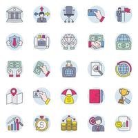 Filled color outline icons for Business. vector