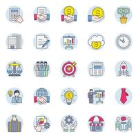 Filled color outline icons for Business. vector